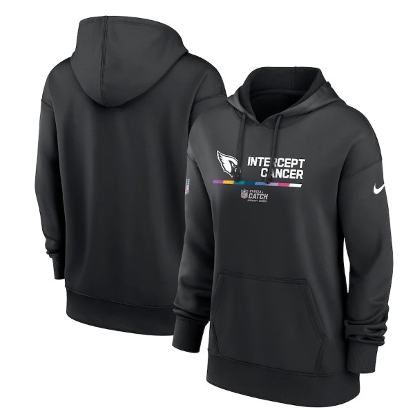 Women's Arizona Cardinals 2022 Black NFL Crucial Catch Therma Performance Pullover Hoodie(Run Small)